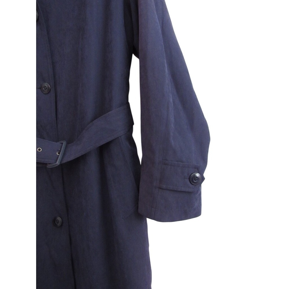London Fog Trench Rain Coat Women 12 Navy Blue Belted Zip out Liner Long Classic - Picture 2 of 8